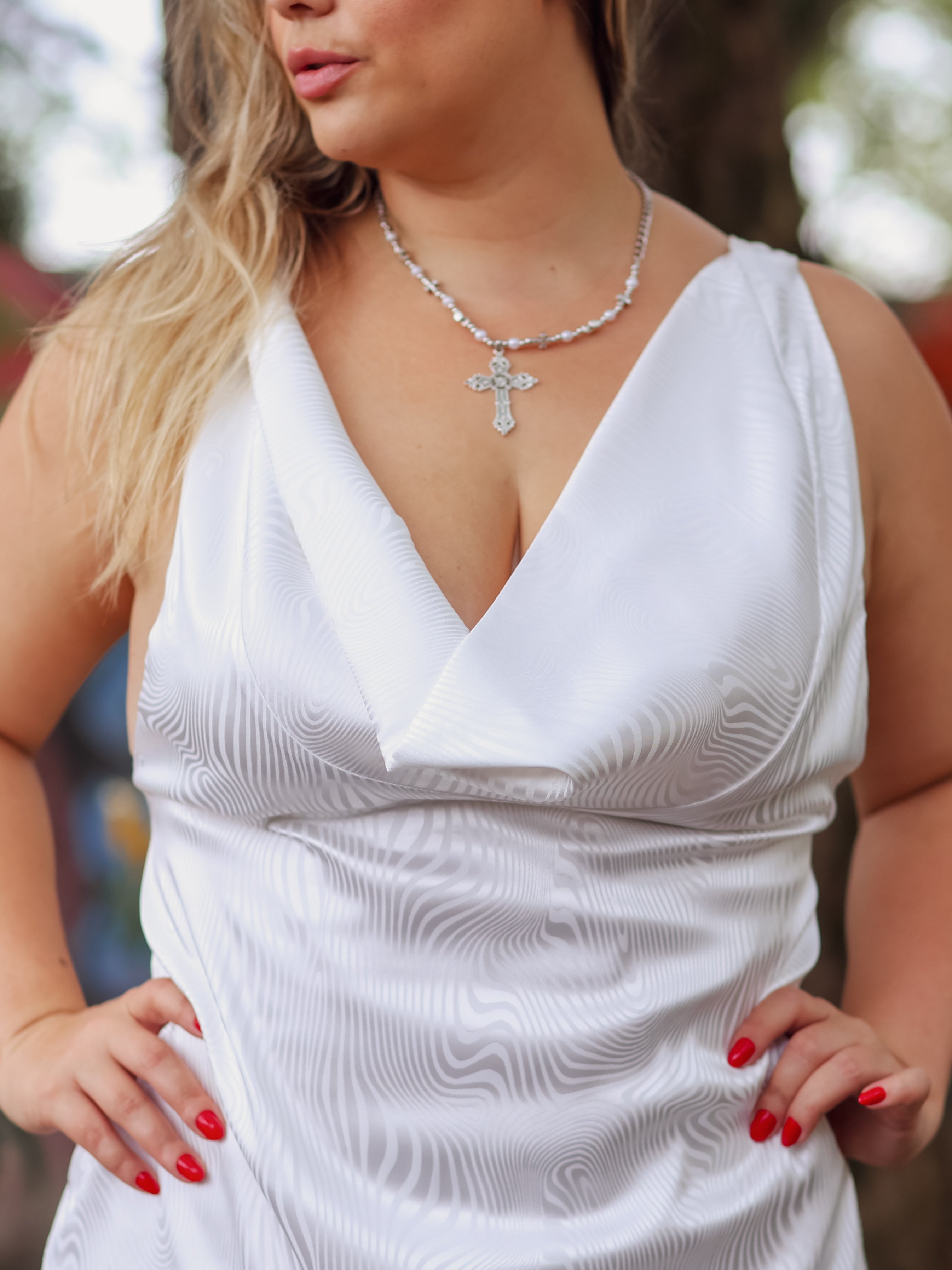 Vestido Festa Decote Caído